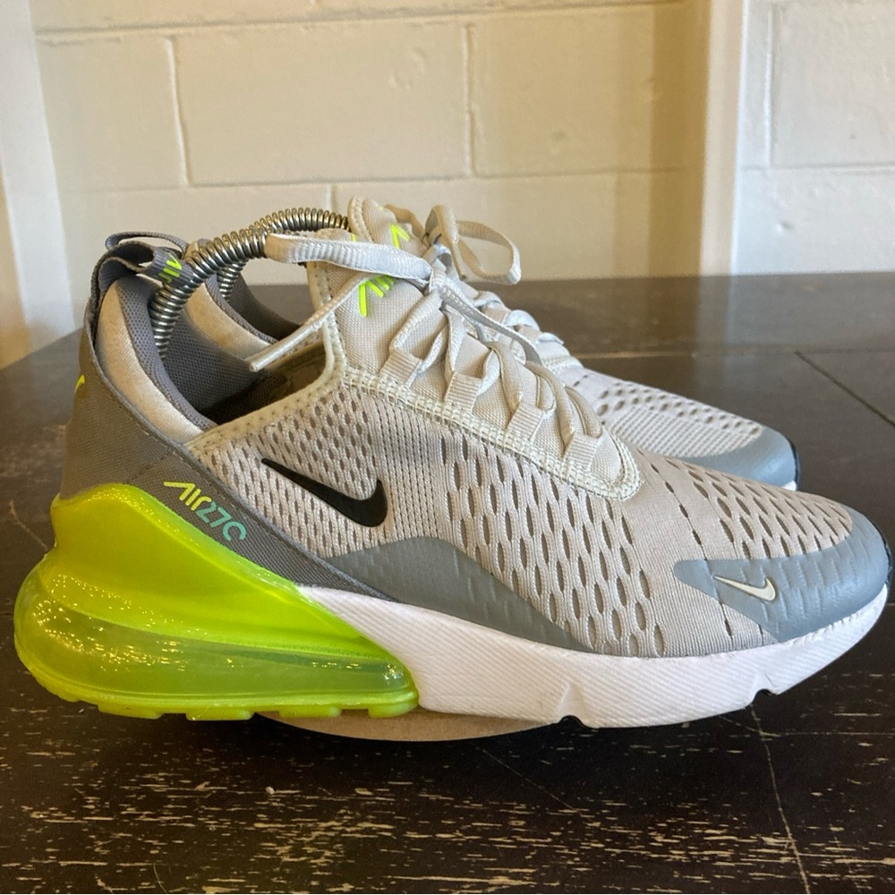 Nike AIR MAX 270 GS LIGHT BONE VOLT Running Sneakers Shoes Gym Women 8.5